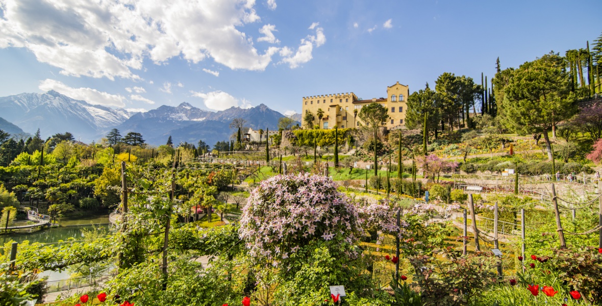 Die Gärten von Schloss Trauttmansdorff liegen oberhalb von Meran. | Bild: Schloss Trauttmansdorff/Karlheinz Sollbauer